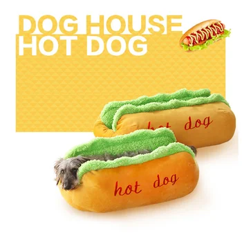 Jauna Funny, Hot Dog Gultas Pet Sauļošanās Krēslu Gulta Māja Modes Dīvāna Spilvenu Piegādes Kucēnu, Kaķu Silts Mīksts Guļamais Paklājiņš Mājīgu Suņi Ligzdu Audzētava