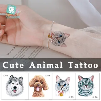 Mazo Cute Dzīvnieku Ūdensnecaurlaidīgus Pagaidu Tetovējumu Uzlīmes Suņu un Kaķu, Mājdzīvnieku tetovējumiem Body Art Roku Vīrieši Sievietes Viltus Taty Tatuaje