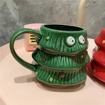 Ziemassvētku Eglīte Krūzes Ziemassvētku Keramikas Tējas Krūzes 3D Ziemassvētku Eglīte Keramikas Tasi Piena, Kafijas, Ūdens Cup Krūze Pāri Xmas Dāvanas