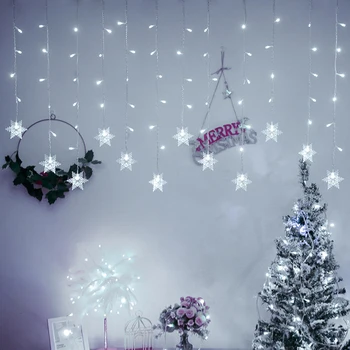 Ziemassvētku Pasaku String Gaismas LED Sniegpārslu Aizkaru Lampas Kāzu Jauno Gadu Festivāls Hallowe Puses Dārza Terases Apdare