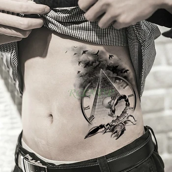 Ūdensnecaurlaidīgus Pagaidu Tetovējumiem Uzlīme Skorpions Lidot putniem tumši mākoņi viltus tattos flash tetovējums tatouage sievietēm vīriešiem