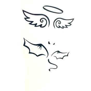 10 gab. Elf eņģeļa spārnus tetovējumu uzlīmes ūdensizturīgs anti-sviedri imitācijas vāks rētas, tetovējumi krāsots melnā vīriešiem un sievietēm