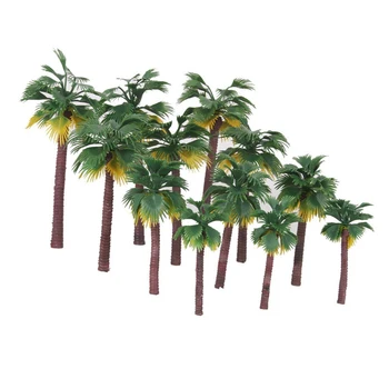 12pcs Izkārtojumu Rainforest Plastmasas Palmu Koku, Diorāma Dekorācijas modelis mākslīgo palmu koku lapām ar augstas kvalitātes