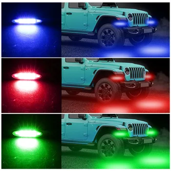 12V Bluetooth Automašīnas RGB LED Gaismas Šasijas Neona Rock Apkārtējā Lampas Mirgo, Automobiļu Piederumi Jeep Wrangler Off Road 4x4