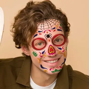 1GB Halloween Galvaskausa Sejas Grims Uzlīmes Ūdensnecaurlaidīgus Pagaidu Tetovējums Masku Puse Cosplay Kostīms