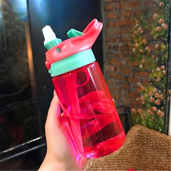450/480ml Ūdens Pudele Ar Salmiņu Plastmasas Ūdens Pudeles Bērniem Pudeles BPA Bezmaksas Sporta Pudele Students Skolas Drinkware