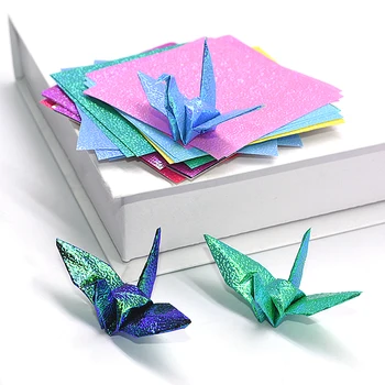 50gab Mirdzēt Origami Papīra Vienā Pusē Multicolor Spīd Papīra Locīšanas Bērniem dod priekšroku Roku darbs DIY Scrapbooking Amatniecība Rotājumi
