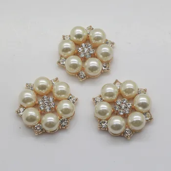 50psc 28mm Ziedu centra pogas pērle par roku darbs flower /Zelta flatback rhinestone embellishment Modes decorativos