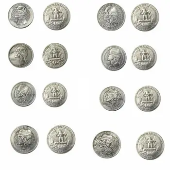 8 différents stilu Klaiņot Radošo Vašingtonas Ceturksnī Dolāru Sudraba Pārklājumu Kopēt Monētas