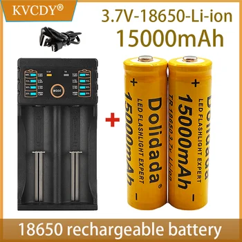 Augstas Kvalitātes 15000 mAh 3,7 V 18650 litija jonu baterijas, Uzlādējams akumulators LED lukturīti/Electronics(Oranža)+201 Lādētāju