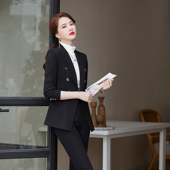 Augstas Kvalitātes Auduma Oficiālu Sieviešu Uzņēmējdarbības Darbu Valkā Uzvalki Rudens Vienotu Dizainu Pantsuits Profesionālās OLA Stilus Dāmām, Bleizeri
