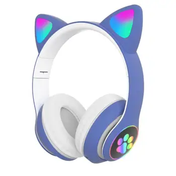 Bezvadu Austiņu Gudrs Kaķis, Auss, Bluetooth 5.0 Austiņas RGB Stereo Mūzikas Ķivere Mobilo Tālruni Ar Micrphone Austiņas Bērniem, Dāvanu