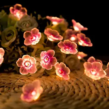 Cherry Blossom LED Ķiršu Ziedu Pasaku Vainags LED String Pasaku Gaismas Iekštelpu Kāzu svinības, Ziemassvētku Guļamistaba Dekorēšana