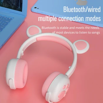 Cute Maz Sedz bezvadu Austiņas Bluetooth 5.0 Bass Trokšņu Slāpēšanas Bērns, Meitene Auriculares RGB controlable kasko ar Mic