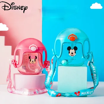 Disney Cartoon Gudrs Mickey Minnie Bērnu Vasaras Plastmasas Ūdens Pudeli, Donut Ūdens Kauss ar Cute Salmu Ūdens Pudeli, Meitene Zēns
