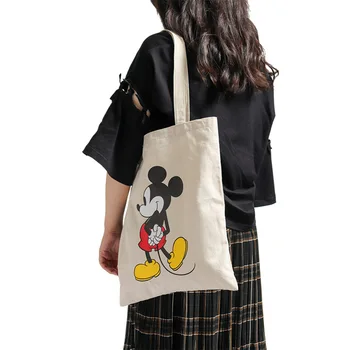 Disney Sieviešu Rokassomu Mickey Mouse Audekls Karikatūras Korejiešu Stilā, Plecu Somas Modes Meitenēm Ins Vēja Minnie Anime Messenger Bag