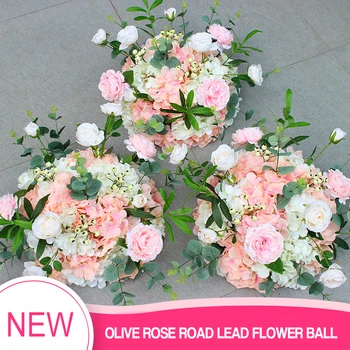 DIY Olīvu galda centrepieces mākslīgais zieds, peonija, roze, bumbu fons, kāzu dekori ceļu svina sienas viesnīcas puses zīda ziedi