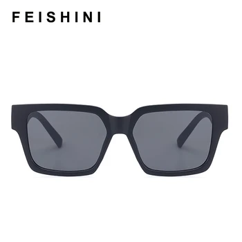 FEISHINI Zīmola Flat Top Saules brilles Lielgabarīta Aizsargbrilles Mens Laukumā Saulesbrilles Sieviešu Modes Kniežu Black Vintage Toņi