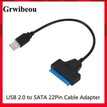 Grwibeou USB 2.0 SATA 22Pin Kabeļa Adapteris Līnijas HDD, SSD Pievienojiet Vadu Vadu 2.5 Collu Cietie Diski Cieto Disku
