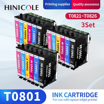 HINICOLE T0801 Saderīgs Tintes Kasetnes Epson Stylus Photo P50 T59 R265 270 285 290 360 RX560 585 610 650 685 PX650W Printeri