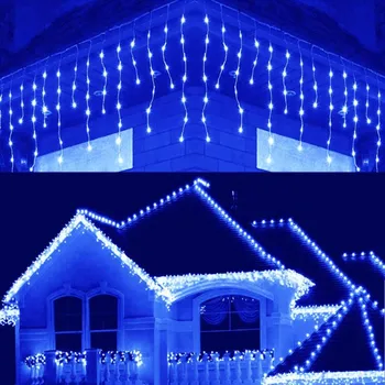 Iela Dārza Ziemassvētku Apgaismojums Āra Jauno Gadu 2022 Ūdenskritums String Gaismas 3-20M LED Lāsteku Aizkaru Vainags Apdare, Karnīzes