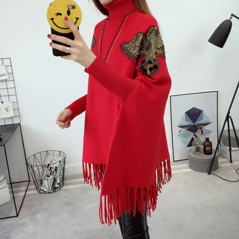 Ir 2021. Jauns Dizains Ar Pušķi Sieviešu Rudens Džemperis Eiropas Stila Sieviešu Trikotāžas Augstu Uzrullētu Apkakli Dāmas Džemperi