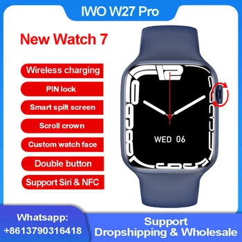 Ir 2021. Jaunu SVB W27 Pro Smart Skatīties Series 7 Bezvadu Lādēšanas Bluetooth Zvanu Split Screen PIN Bloķēšanas Smartwatch 14 Atbalstu Siri NFC