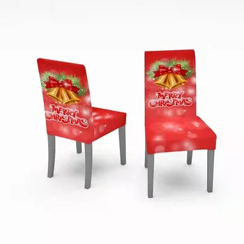 Ir 2021. Jaunu Ziemassvētku Krēslu Pārvalki Santa Iespiesti Elastīgs Stiept Ēdamistabas Krēsli Krēslu Slipcover Virtuves Sēdekļa Vāku Mājas Dekoru