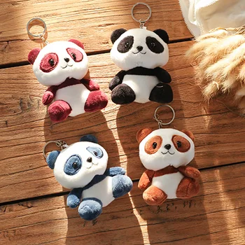 Jauki Panda Dzīvnieku Lelles 10CM Bērnu, Plīša Rotaļlietas, 4 Krāsas taustiņu ķēdi, gredzenu, Kulonu Plīša Rotaļlietas Bērniem Dāvanu