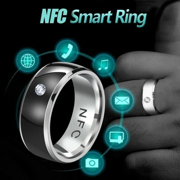 Jauno Modes Diamond Ar Funkcionāliem Nerūsējošā Tērauda NFC Smart Gredzenu Vīriešiem Un Sievietēm, Piemērots Android Tālruņiem Un Iphone.