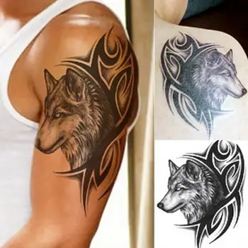 Jaunu Karstā Ūdens Nodošanu Viltus Tetovējums Ūdensnecaurlaidīgus Pagaidu Tetovējumu Uzlīmes, Vīriešu, Sieviešu Vilks Zibatmiņas Tetovējumu Tetovējumu Uzlīmes