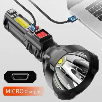 Jaunā Stila Lukturīti Mini Portatīvo Lampas Ar iebūvētu Akumulatoru, USB Uzlādējams 4Mode COB LED Lukturīti Lāpu gaismas, kempings