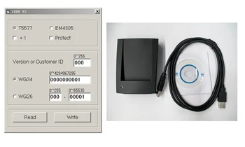 Jaunās versijas 125KHz EM4100 / EM4200 T5577 karšu Lasītājs & Rakstnieks/Programmētājs, kopēt ID piekļuves kontrole +dāvana frāzi karte