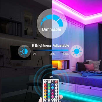LED Sloksnes Gaismas, Bluetooth, WiFi Smart Control RGB 5050 Apdares TV BackLight Lampa Diožu Luz Elastīgu Fita Mājas Puse, Dāvanu
