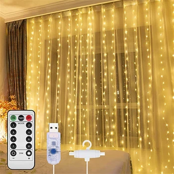 LED String Gaismas Ziemassvētku Rotājumi Pasaku Vainags Aizkaru Gaismas USB Vīt String Light Party Dārza Mājas, Kāzu Dekori