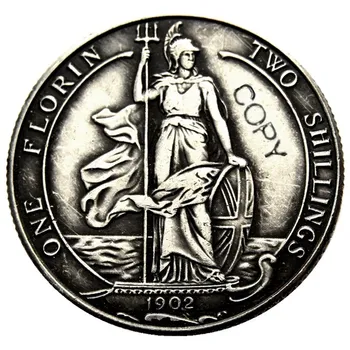 Lielbritānijas 1902 1903 1905 King Edward VII Sudraba Florin Sudraba Pārklājumu Kopēt Monētas