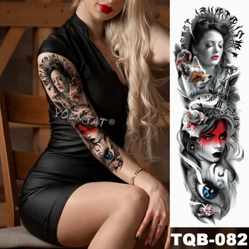Lielu Roku Piedurknēm Tetovējums Fox Acis Rožu Tauriņš Ūdensnecaurlaidīgus Pagaidu Viltus Tetovējums, Uzlīmes Galvaskausa Eņģeļa Spārnus Vīriešiem, Sievietēm Pilnīga Tatto