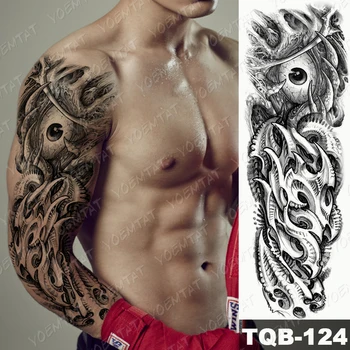 Lielu Roku Piedurknēm Tetovējums Mehānisko Pārnesumu Bionisko Ūdensnecaurlaidīgus Pagaidu Tatto Uzlīmes, Segt Body Art Pilna Viltus Tetovējums Sievietes Vīrieši