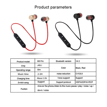 M9 Magnētisko auss Bezvadu Bluetooth Sporta Darbojas Austiņas Mūzikas Austiņas