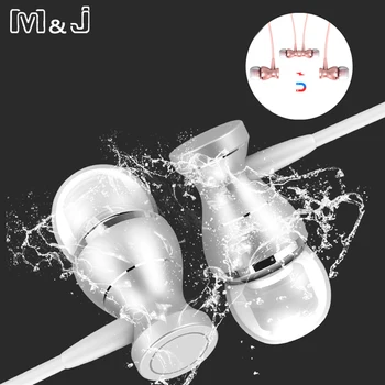 M&J J9 Metāla Magnētiskās Sporta Darbojas Austiņas In-Ear Earbuds Skaidrību Stereo Skaņu Ar Mikrofonu Austiņas Mobilo Telefonu MP3 MP4 PC