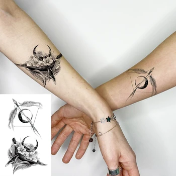 Melns Vaļu Modes Roku Pagaidu Tetovējumiem Sievietēm Meitene Tauriņš Norīt Viltus Tetovējumu Uzlīmes Body Art Ūdensizturīgs Tetovējums, Uzlīmes
