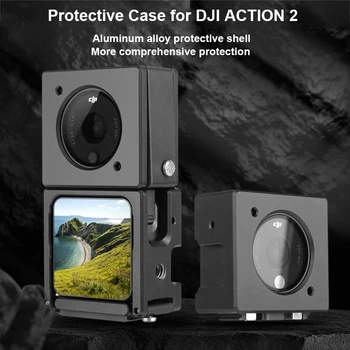 Metāla Magnētiskās Gadījumā DJI Rīcības 2 Kameras Alumīnija Sakausējuma Aizsardzības Vāks DJI Action2 Sporta Kameru Piederumi