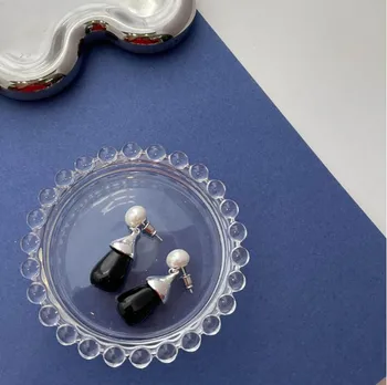 Neparastas ins modes vienkāršu melnā pērle kulons franču Romantika retro elegantas dāmas banketa high-end izsmalcinātu eardrop