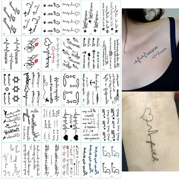 Pagaidu Tetovējumu Uzlīmes Ūdensizturīgs Mitruma izturīgs Aplikācijas Viltus Tetovējums Vēstuli Butterfly Ziedu Raksts, 3D Tetovējumu Uzlīmes