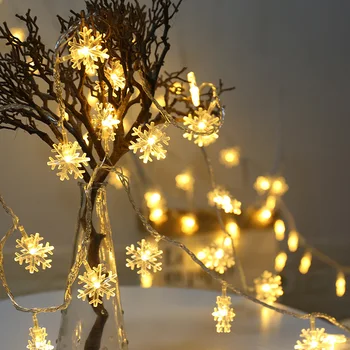 Priecīgus Ziemassvētkus 1,5 M Krāsains LED Snowflaker LED Garland String Gaismas Akumulatora Barošanu Jaunā Gada Pasaku Gaismas Vītnes