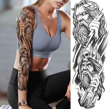 Princess Warrior Pagaidu Tetovējumiem Vīrieši Sievietes Body Art Pilnu Roku Piedurknēm Bruņinieks Tetovējums Ūdensizturīgs Viltus Tetovējumu Uzlīmes DIY Grims