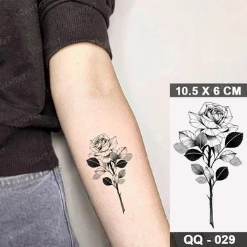 Pārsūtīt Ūdensnecaurlaidīgus Pagaidu Tetovējumu Uzlīmes Sieviete Reāli Ziedu, Augu, Roze, Peonija Čūska Flash Tatto Cilvēks Mazulis Rokas Viltus Tetovējums