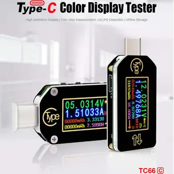 RIDEN TC66/TC66C Tipa C PD Izraisīt USB-C Voltmetrs Ammeter Spriegums 2 Veidu Norēķinu Metru Multimetrs PD Lādētājs Akumulators USB Testeris