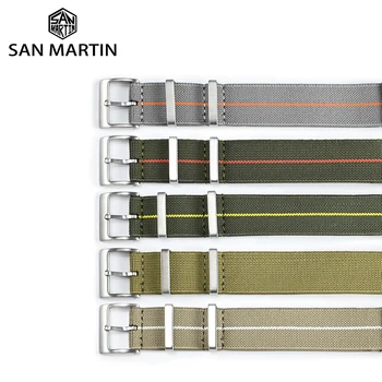 San Martin Neilona Watchband 22mm Black Nato Siksniņas 20mm Premium Skatīties Joslas Aproce Vīrieši Sievietes Sviedri Ar Pin Sprādzes