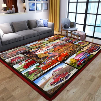Sarkanā Truck 3D Drukas Paklāji Mājas Dzīvojamā Istaba Guļamistaba Gultas Dīvāns Lielu Mīksto Flaneļa Segas Bērnu Istabas, Tualete, Paklāja Grīdas Doormat